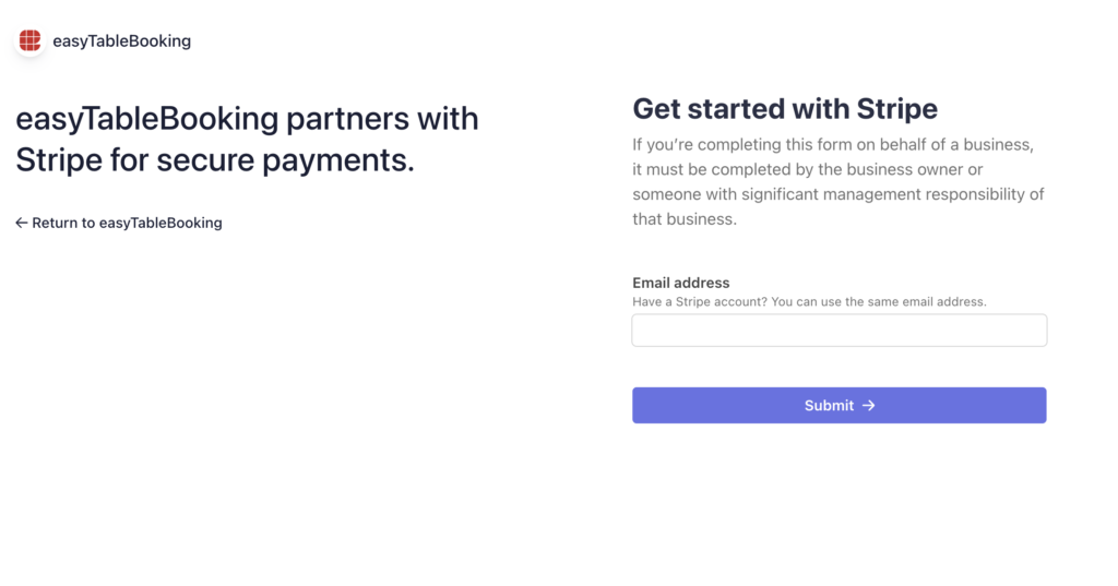 Connecting to Stripe account – easyTable Support & Knowledge Base